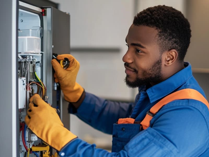 Professional fridge repair technician
